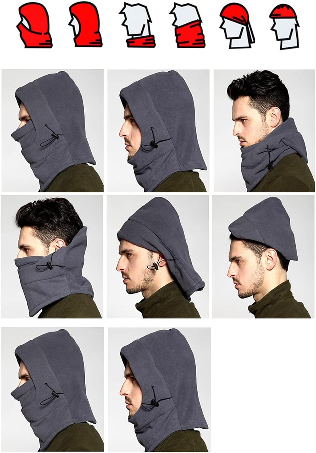 Multifunctional Hats for Men/Women Winter Sports Hat Fleece Balaclava Face Mask Windproof Scarf Neck Warmer Bib (Color : Army Green, Size : One Size)