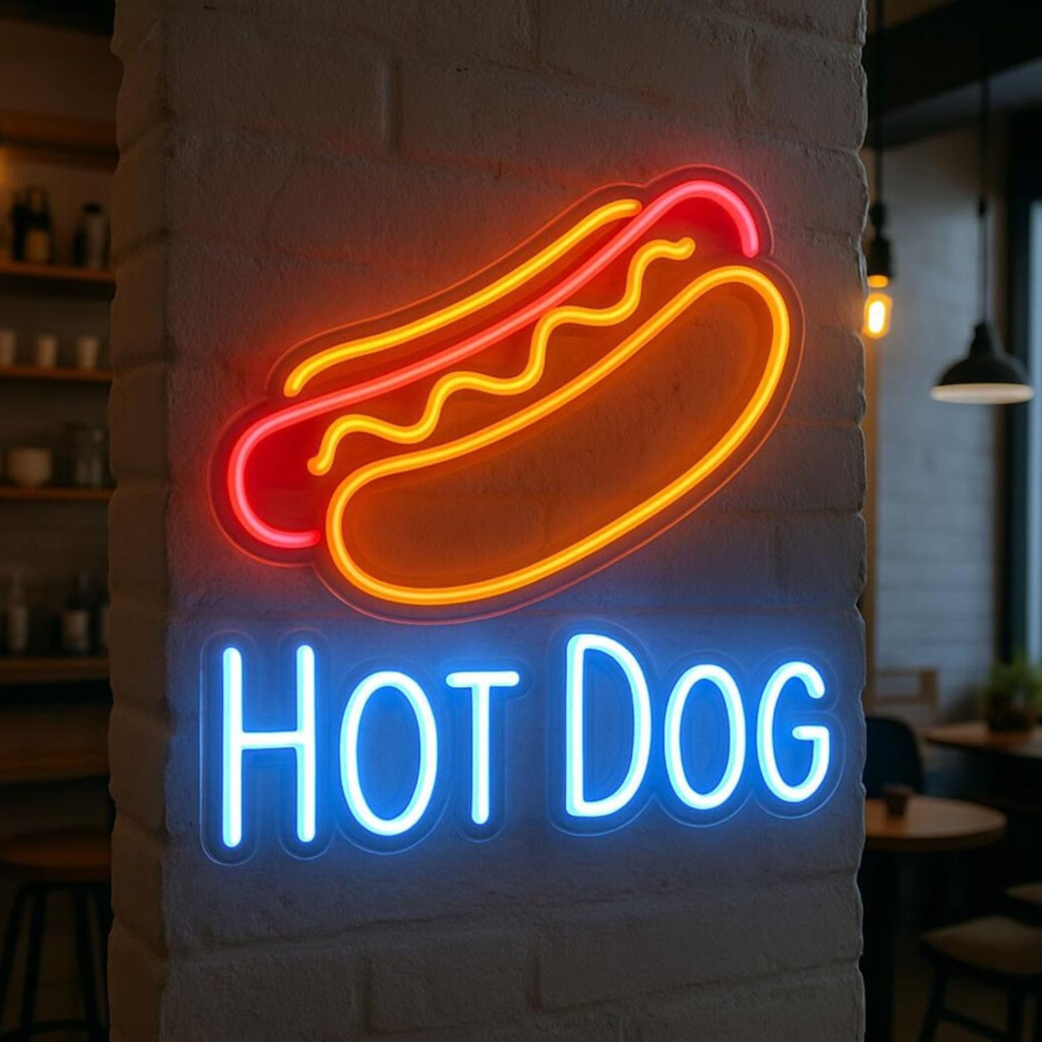 Hot Dog Neon Shield Fast Food LED Neon Luci LED Street Food Hot Dog Decorazione da parete