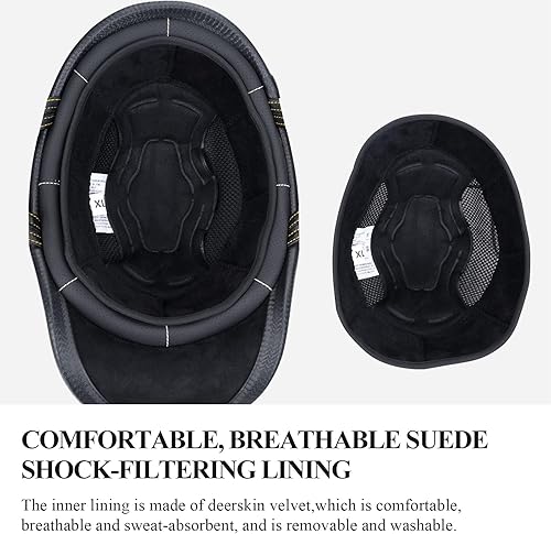 Miniatura 5 de Casco de Motocicleta de Cuero Retro de Media Cara para Adultos Hombres Mujeres, Cascos Estilo Gorra de Béisbol Aprobados por DOT, Cascos Vintage de