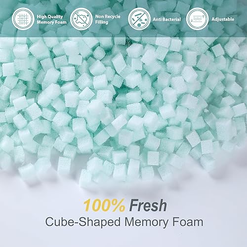 Miniatura 5 de Rainmr Juego de 2 almohadas de espuma viscoelástica tamaño Queen  Almohadas de cama ajustables para personas que duermen boca atrás lateral  con