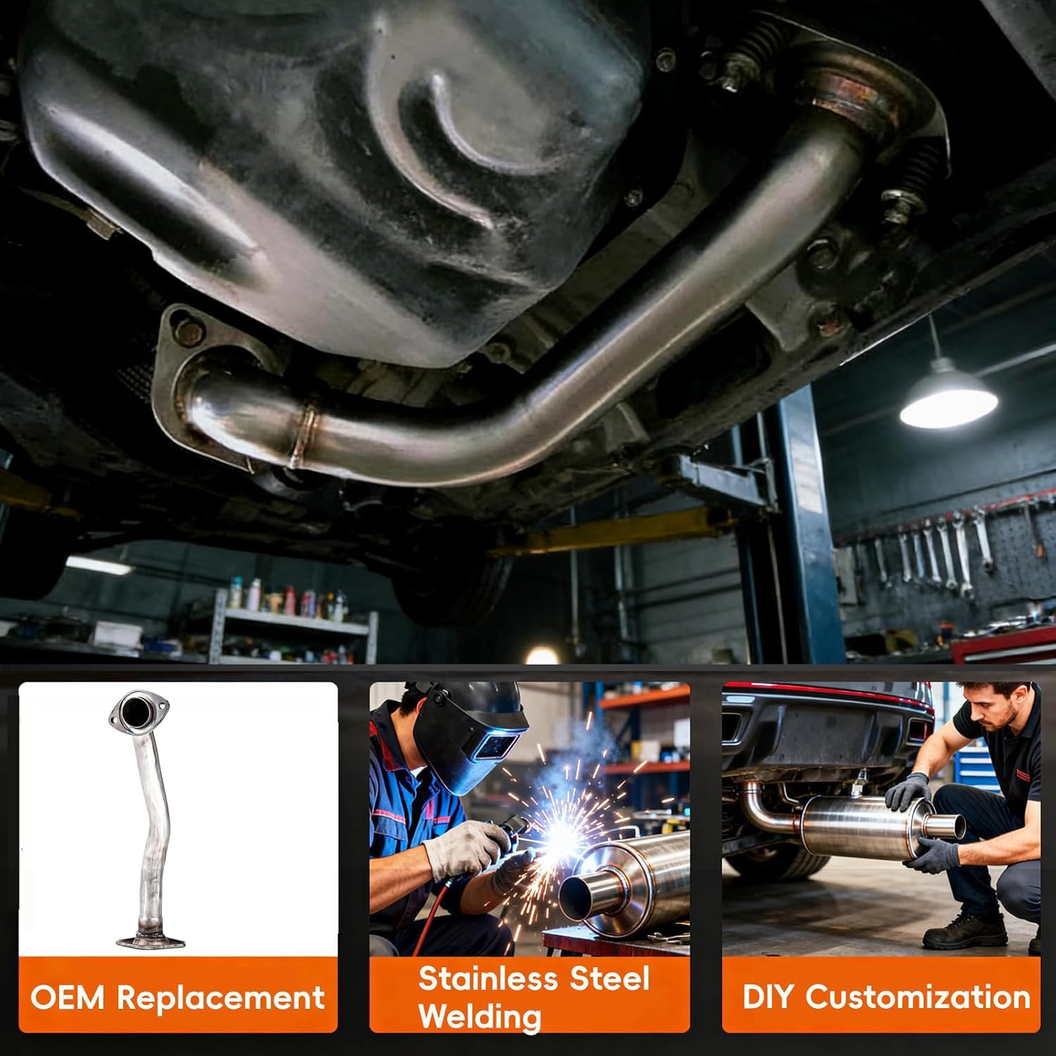 100% Stainless Steel Front Exhaust Pipe Direct Fit OEM Style Pipes Compatible with 2013-2018 Toyota RAV4 2.5L OEM Number #17401-36010#17401-0V060 52592