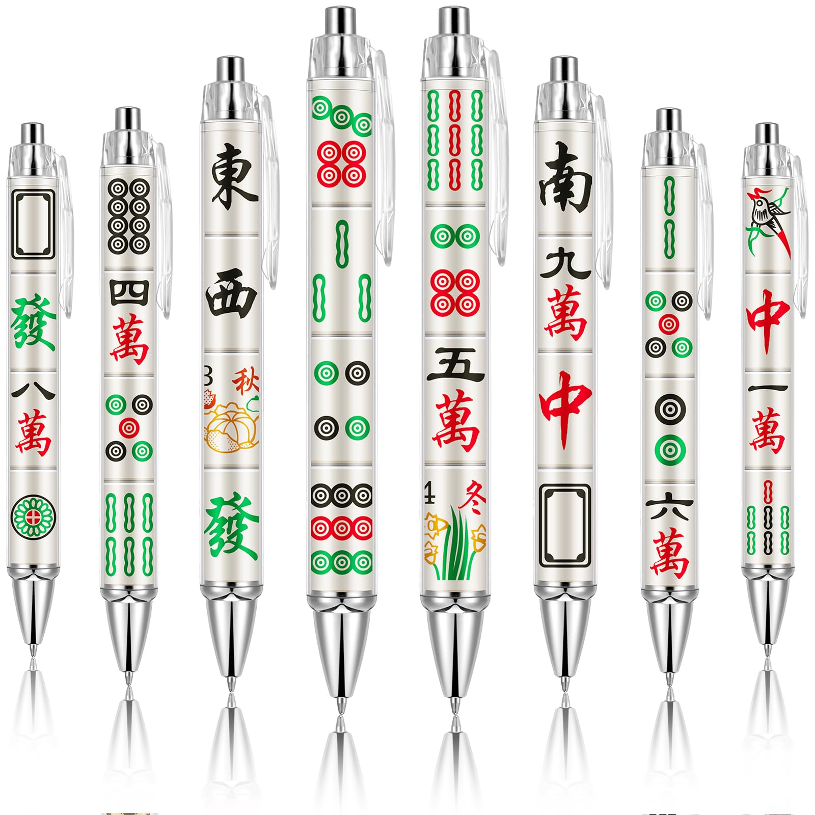 Ireer 8 Pcs Ballpoint Pens 1.00 mm Women Cute Black Ink Pens,Mahjong โ image 1