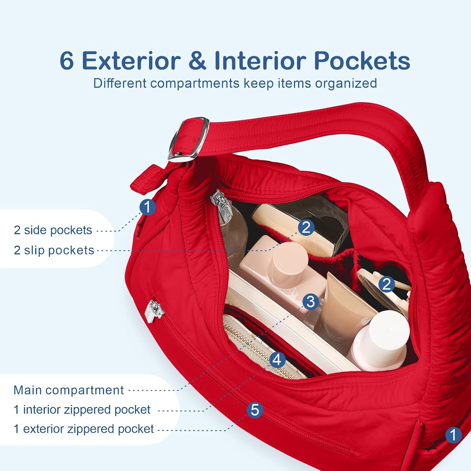 TOPDesign Quilted Puffer Shoulder Bag for Women, Trendy Lightweight Hobo Crescent Bag with Adjustable Strap - Image 7