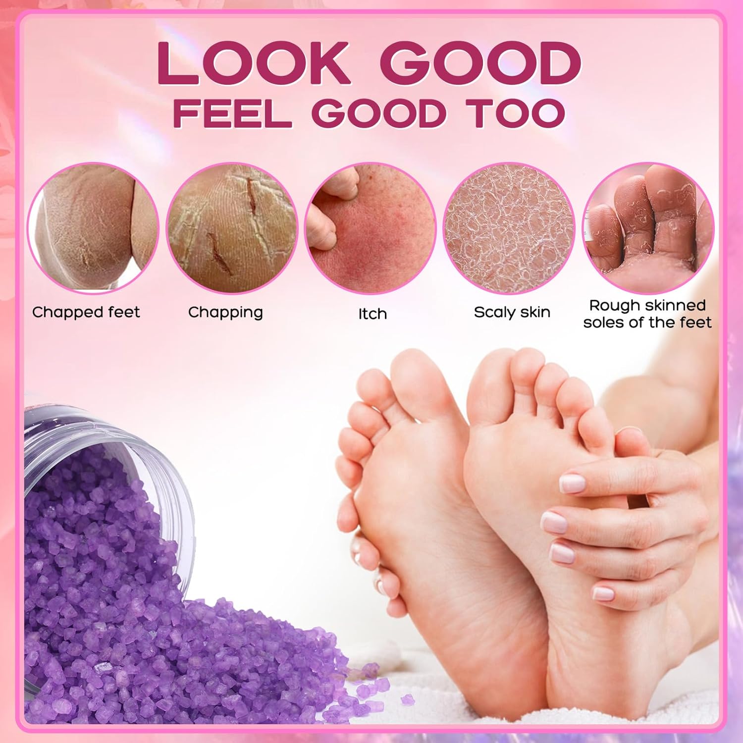 Bath Salts for Soaking Himalayan Pink Bath feet soka sea Salt 3 Set Kit Lavender Orange Rose Scent Epsom Salt Tea Tree Oil Natural Soaking spa Set Christmas Gifts for Woman Mom Gifts Set - Image 4