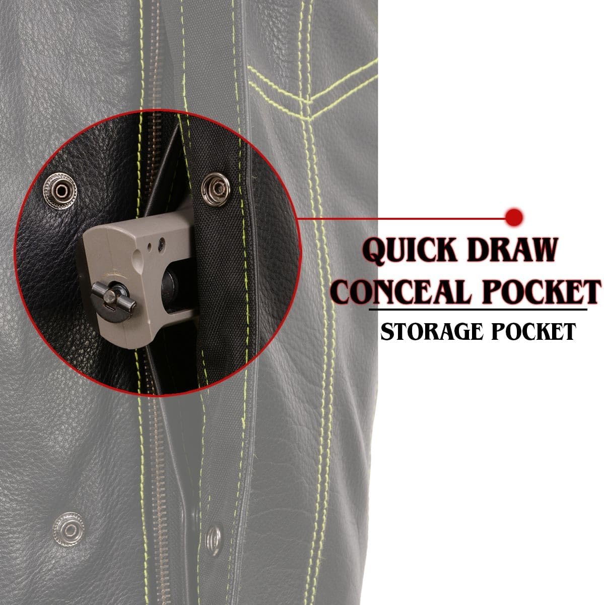 Milwaukee Leather Men’s Leather Club Vest – Paisley Lining, Contrast Stitch, Patch Ready Back, Storage Pockets - Image 4