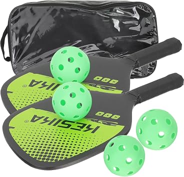INOOMP Pickleball Paddle Pickleball Racquet Honeycomb Core Pickleball with 4 Balls for Women Men Adults Kids Gift Green