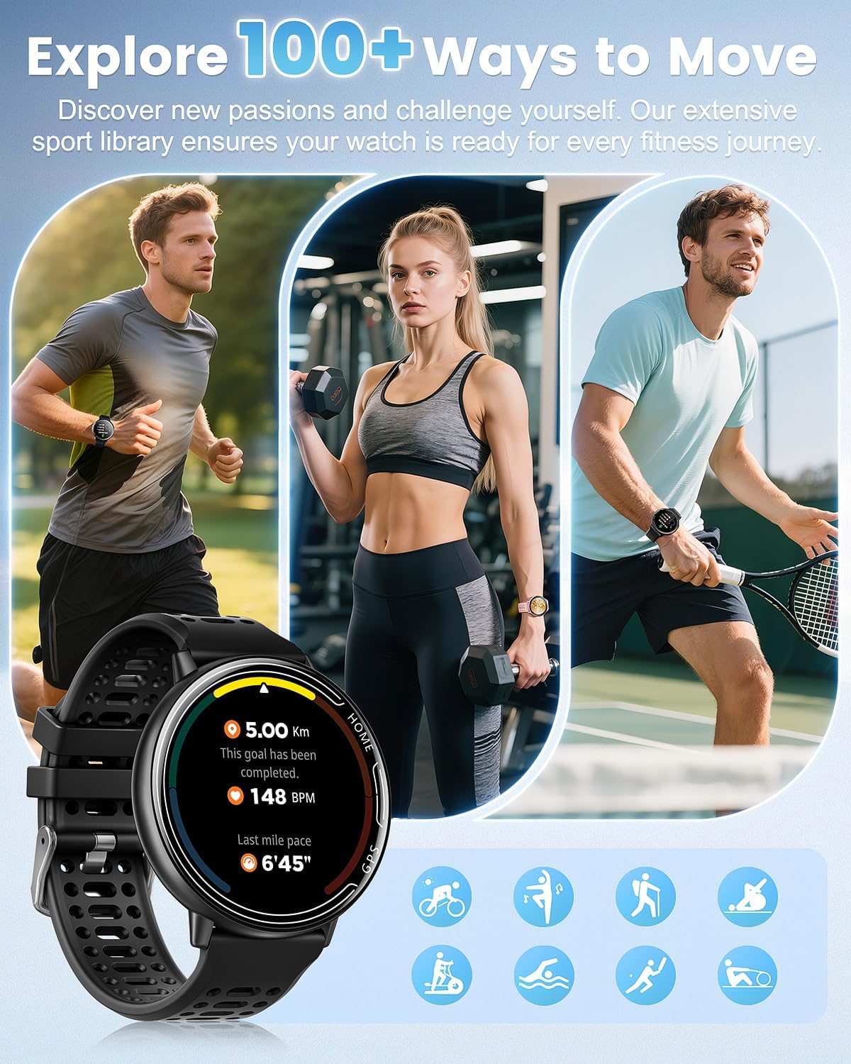 GPS Smart Watches for Men, 1.39" AMOLED Screen Smartwatch, Bluetooth Call/100+ Sport Modes/GPS/Compass/Heart Rrate/Blood Pressure, Fitness-Tracker, Smartwatch for Android iPhone(Gray& Black) 5 71dVsgjiGCL. AC SL1500