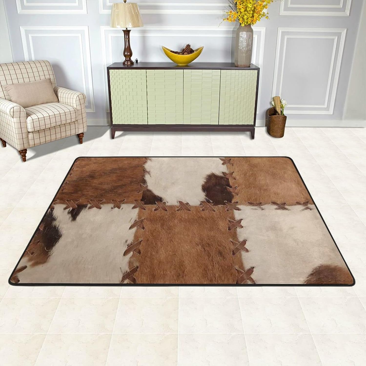 Cow Print Area Rugs,Cowhide Rug,Rugs Non Slip Bath Rug