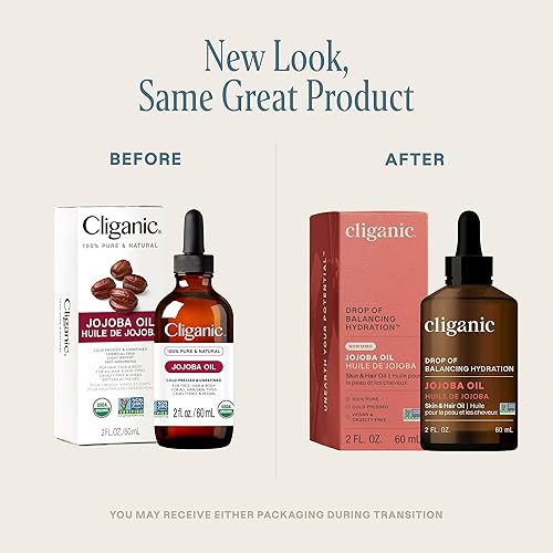 Miniatura 2 de Cliganic Aceite de jojoba sin OMG para piel, cabello y cara (2 onzas)  100% puro, natural prensado en frío sin refinar sin hexano