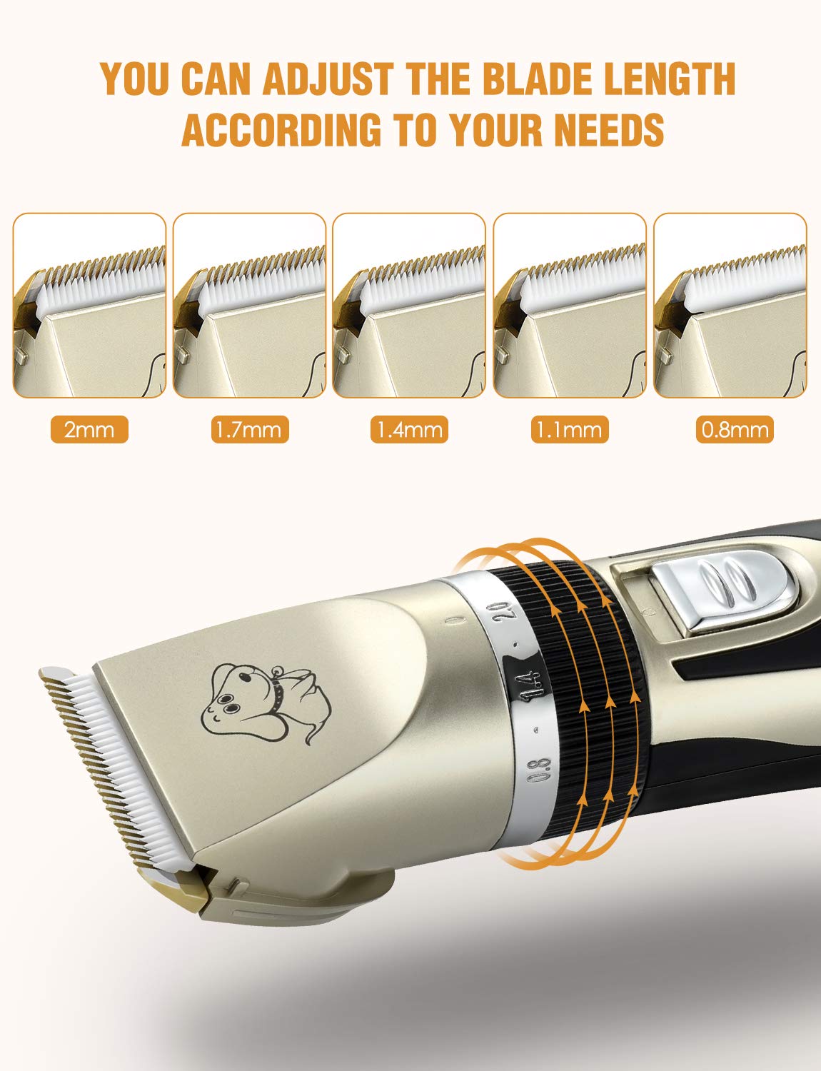 Dog Clippers, OMORC Cat Hair Trimmer Low Noise Rechargeable Cordless