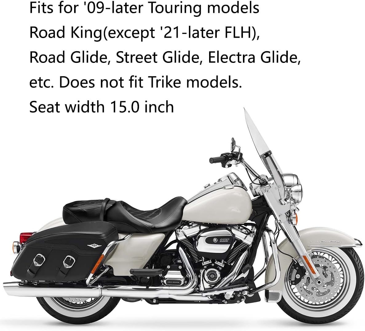 Low-Profile Driver Passenger Seat Pillion Set For 2009-2026 Harley Touring Road King Street Glide Road Glide Electra Glide CVO (Black Stitching)