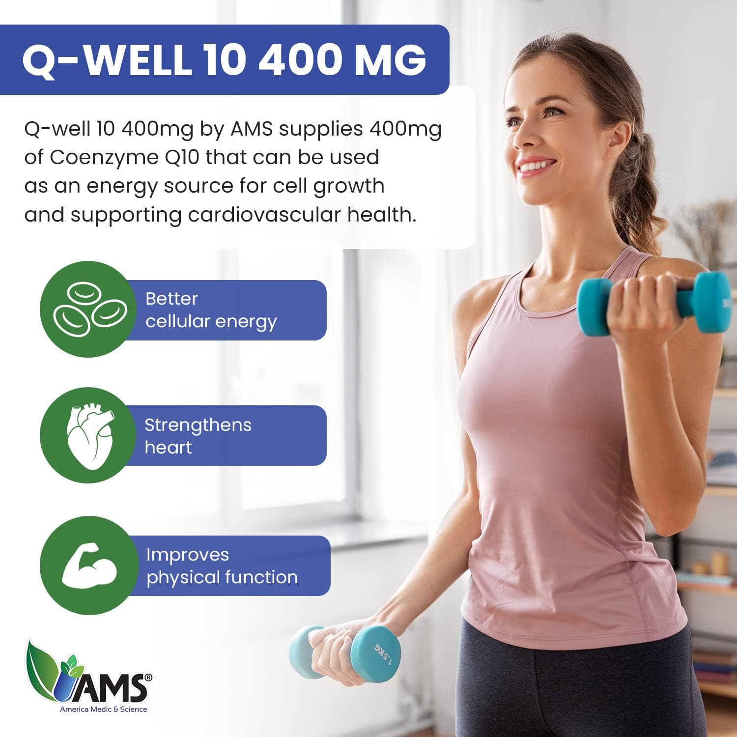 America Medic & Science Q-Well-10 (30 Pieces) | CoQ10 400mg Softgels | Nutritional Supplement with Coenzyme Q10 and Vitamin E | High Absorption Antioxidant for Enhanced Wellness and Heart Health - Image 4