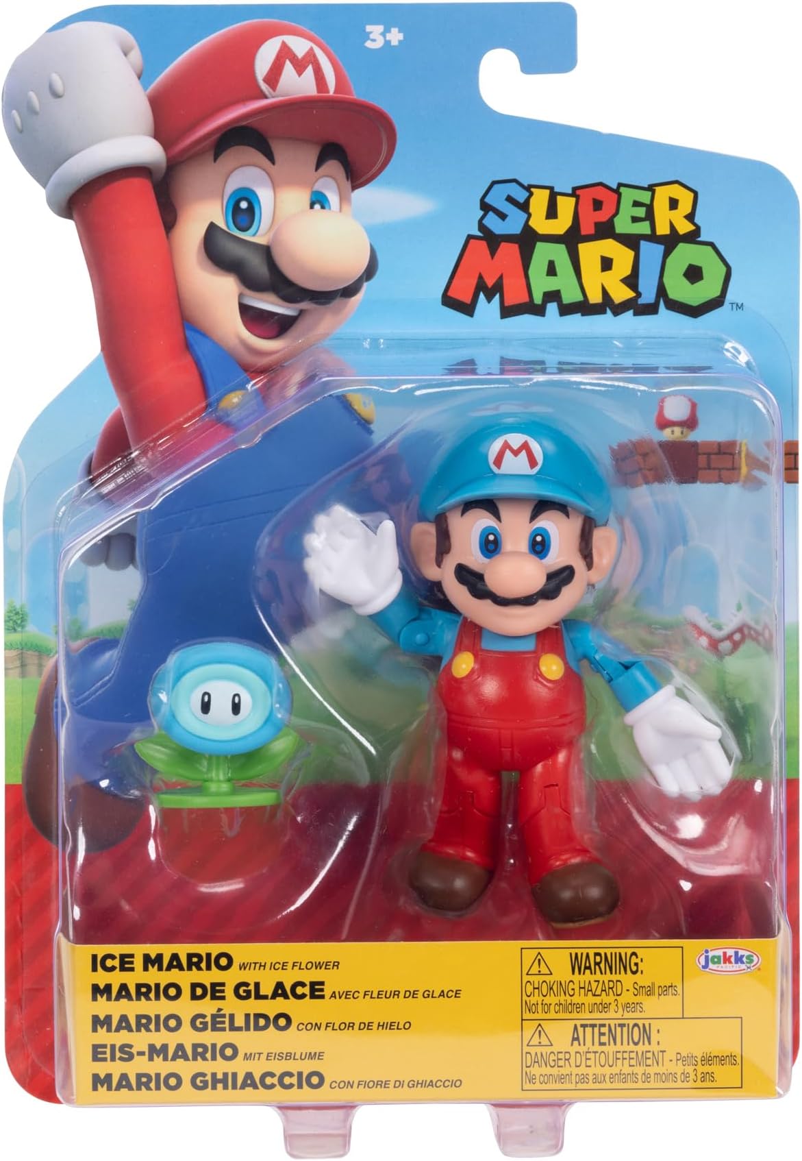 World of Nintendo Super Mario 4" Action Figure + Accessory - Ice Mario + Flower