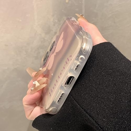 Miniatura 5 de Aeilene Funda de teléfono con diseño de mariposa para iPhone 11 Pro Max, bonita funda de teléfono de mariposa 3D rosa transparente de Corea con