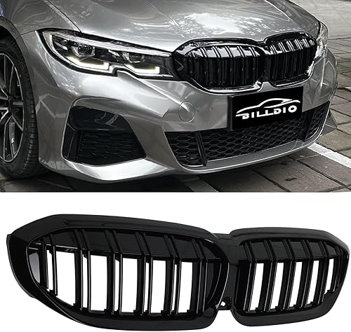 Rejilla frontal negra brillante compatible con BMW Serie 3 G20 2019 2020 2021 2022 316i 318i 320i 328i 330i 330i 335i 340i