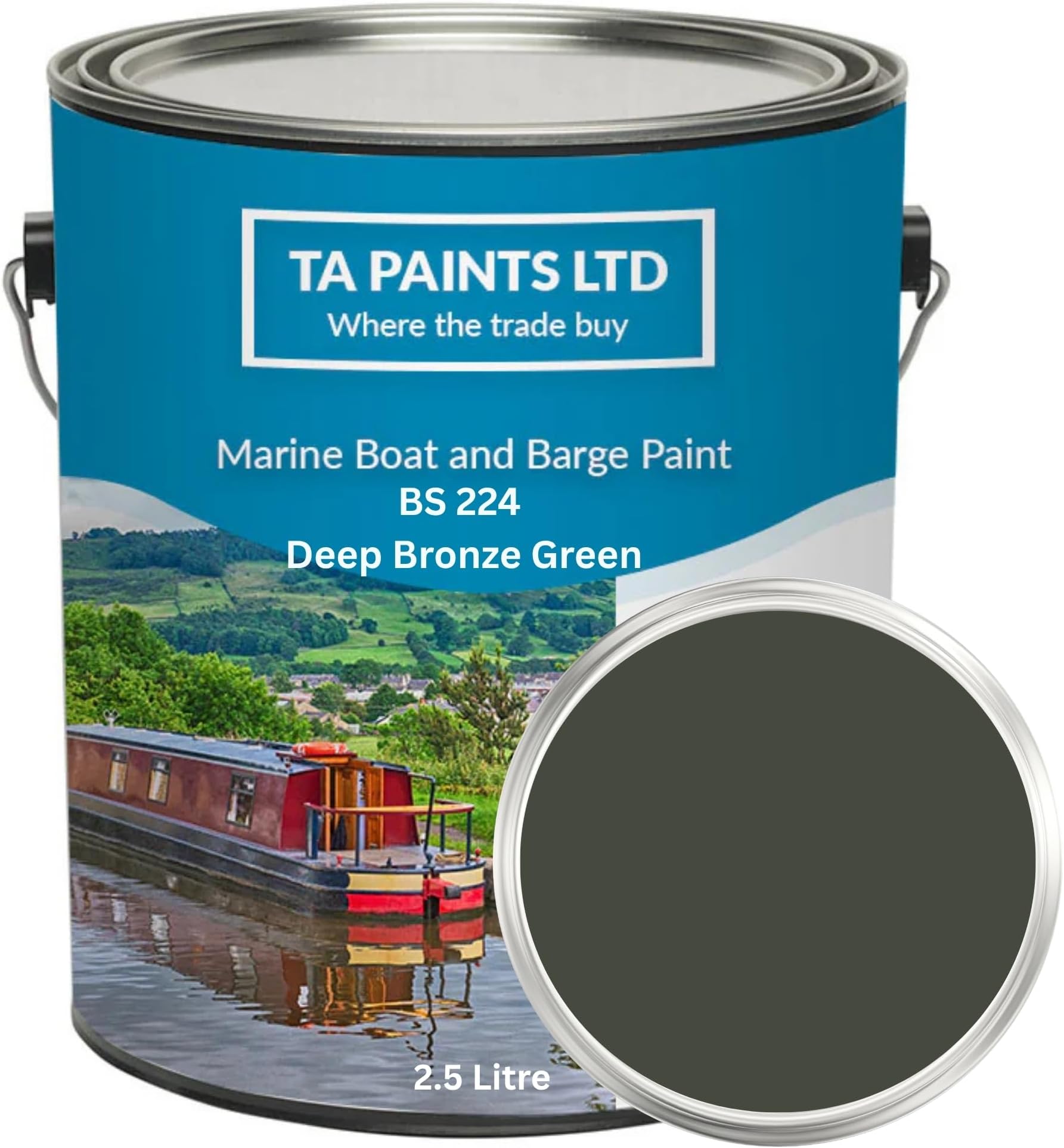 T A Paints PU Enamel Gloss Boat Paint (2.5L, BS 224 Deep Bronze Green)