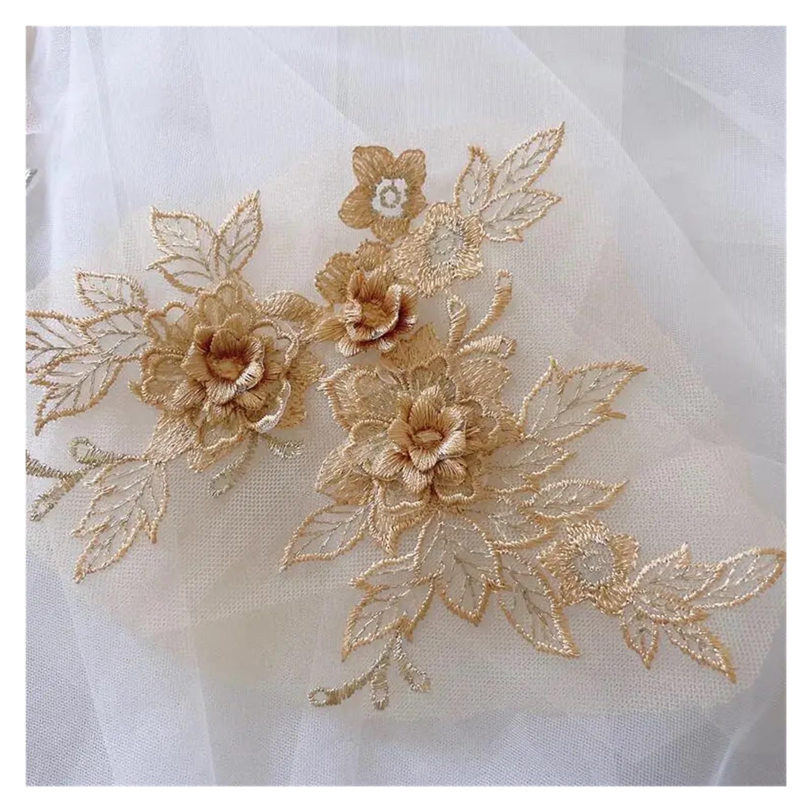Lot de 10 appliques en dentelle 3D à fleurs tridimensionnelles pour stylisme