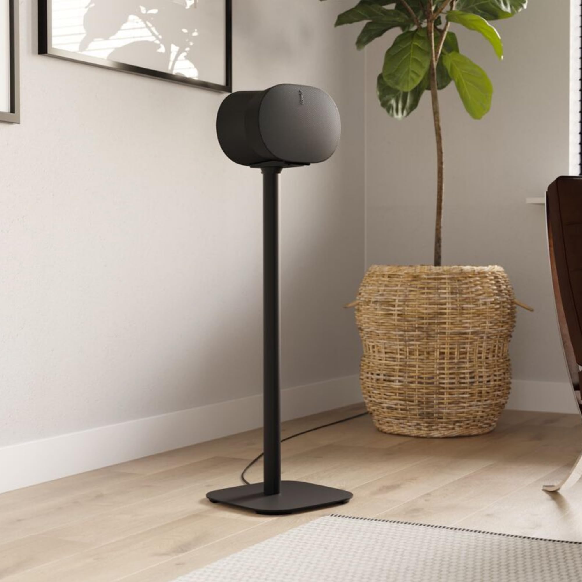 Vogel’s SFS 4133 Support pour Sonos Era 300 | Haut de Gamme et soigneusement pensé | Cache-câbles | Stabilité certifiée TÜV | Hauteur 82 cm | Noir (1 Pied)