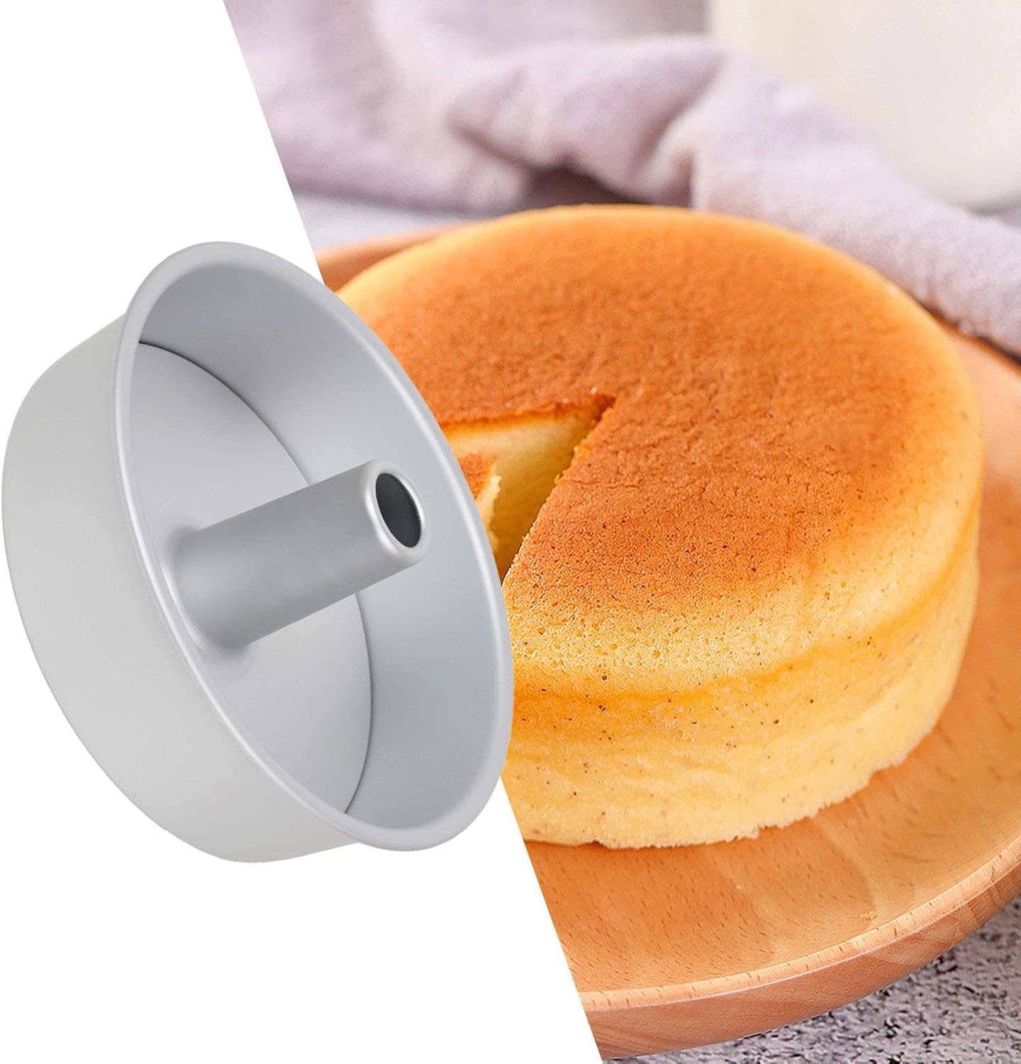 8 Inch Angel Food Cake Pan with Removable Loose Bottom, Non-Stick Coating Aluminium Alloy Pound Cake Pan with Tube for Home Kitchen, Baking Cake Mould Chiffon Cake Tube Pan for Oven Instant Pots