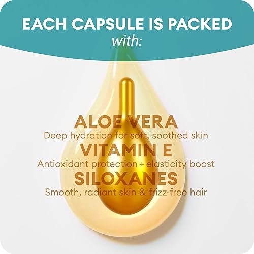 Miniatura 4 de Ganancia de piel y cabello - Cápsulas tópicas 2 en 1 para piel y cabello - Emulsión hidratante y suavizante con vitamina E y aloe vera - Uso externo