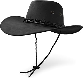 UltraKey Cowboy Hat, Sun Hat Faux Felt Leather Suede Travel Cap Western Hat Outdoor Sun Protect