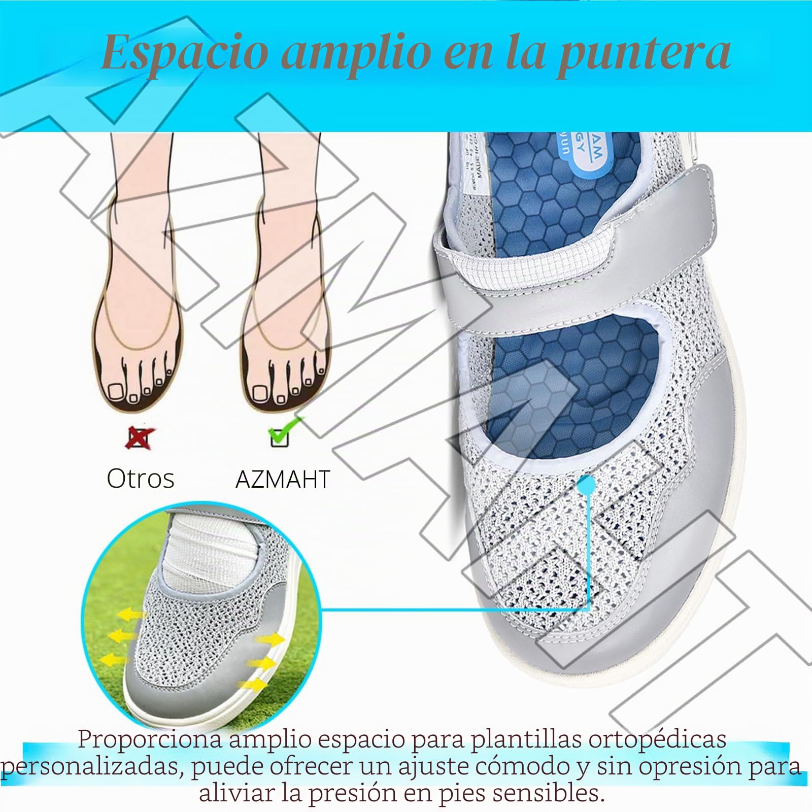 Zapatillas Ortopedicas Mujer Zapatos Comodos Especiales para Juanetes de Pies Hinchados pies Anchos Ortopédicos Ancho Especial ortopédicos Deportivos Caminar Calzado,Beige,41 EU