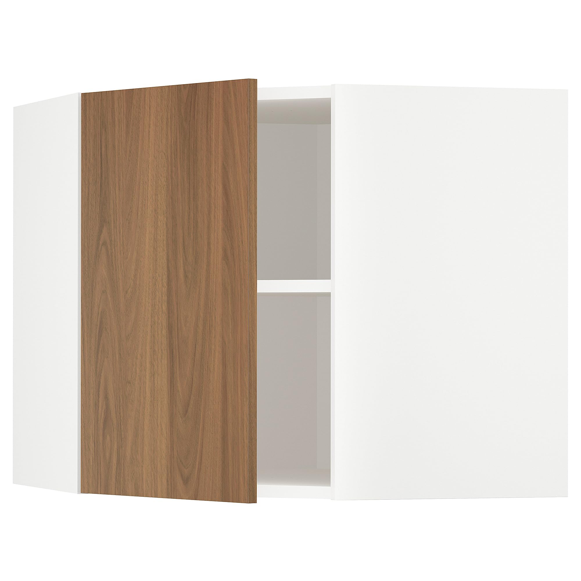Meuble d'angle mural METOD blanc et effet noyer marron Tistorp 68x60 cm