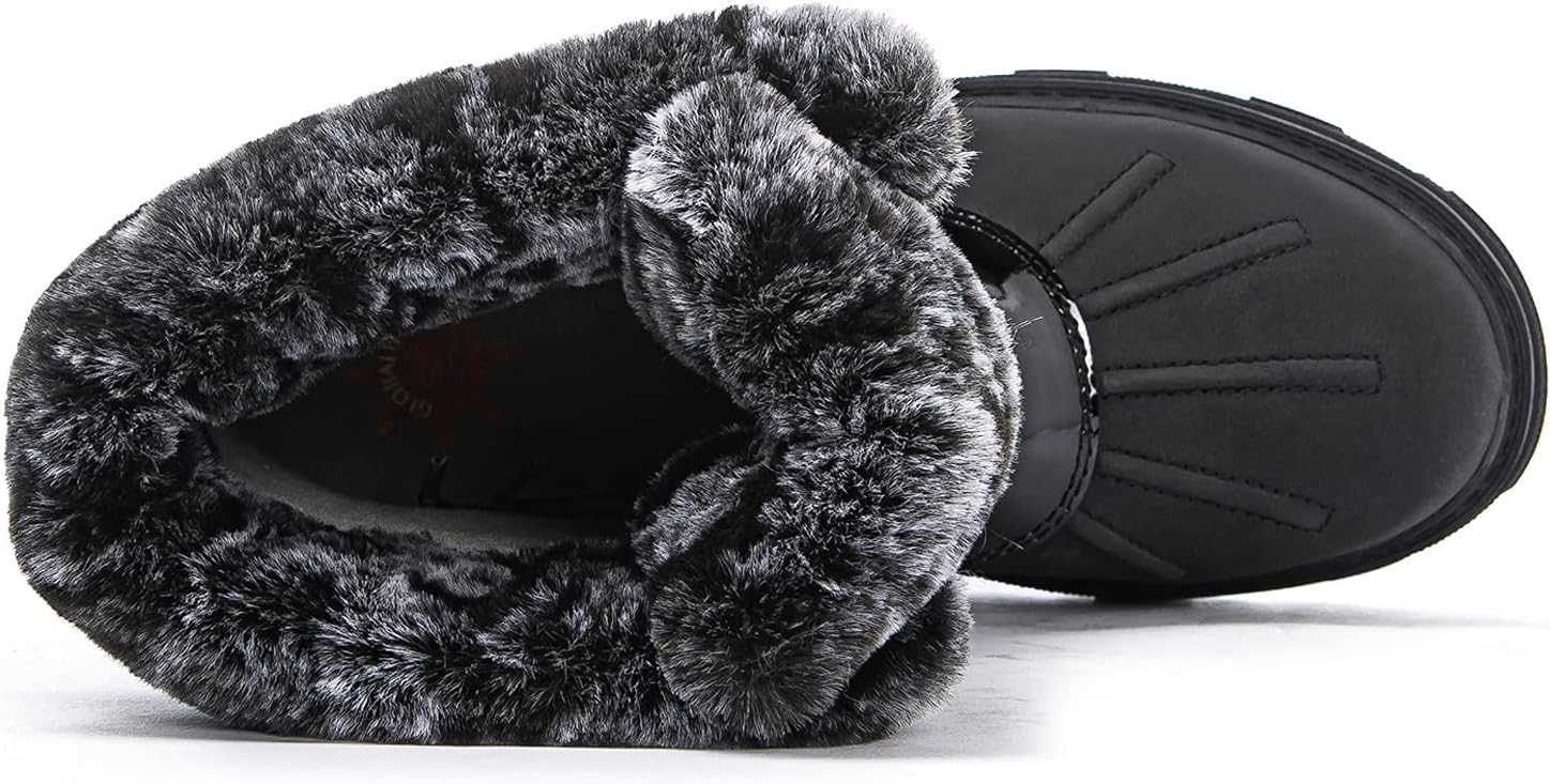 GLOBALWIN Snow Boots for Women Comfortable Winter Boots For Women Waterproof Fluffy Faux Fur Ankle Booties Water-Resistant Short Boots For Women Warm Fur Boots, Lace-Up Outdoor Shoes