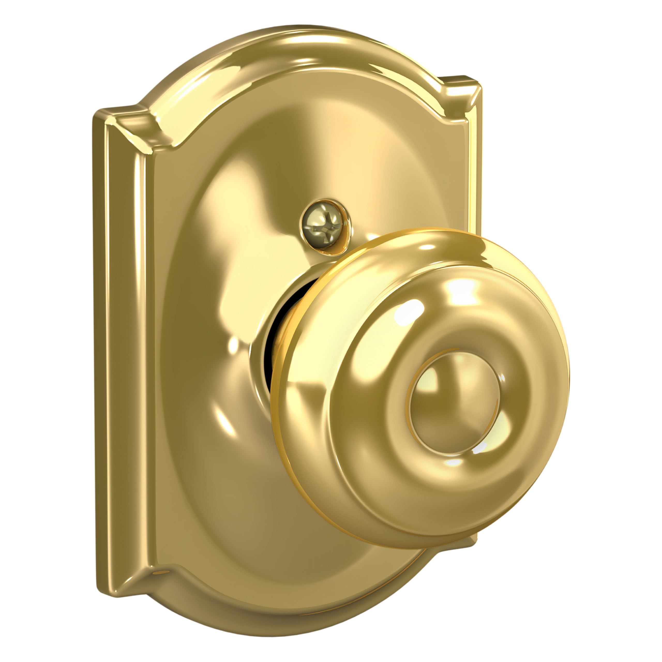 SCHLAGE Georgian Non-Turning Dummy Door Knob, Camelot Trim, Bright Brass