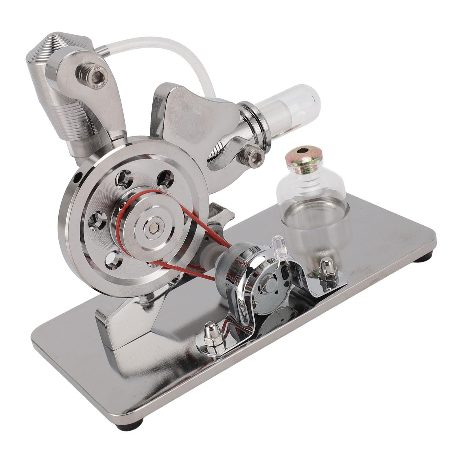 AMONIDA Juguete Modelo de Motor Stirling con Generador de Electricidad Educativo LED Colorido para Niños y Adultos Uso Doméstico Aleación de Aluminio (Silver)