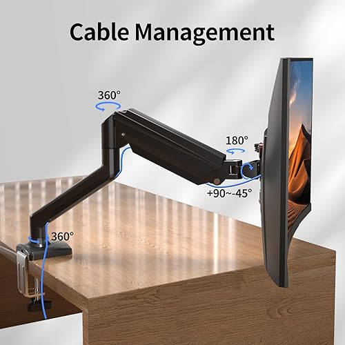 Miniatura 3 de suptek Soporte de brazo para monitor individual para 13-32 pulgadas, soporte de escritorio ajustable para monitor de resorte de gas para 4.4-19.8