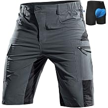 Men's Mountain Bike Shorts with Liner: 3D Padded 5 Pockets - 4-Way Stretch Breathable Quick-Dry Baggy for Trail Daily