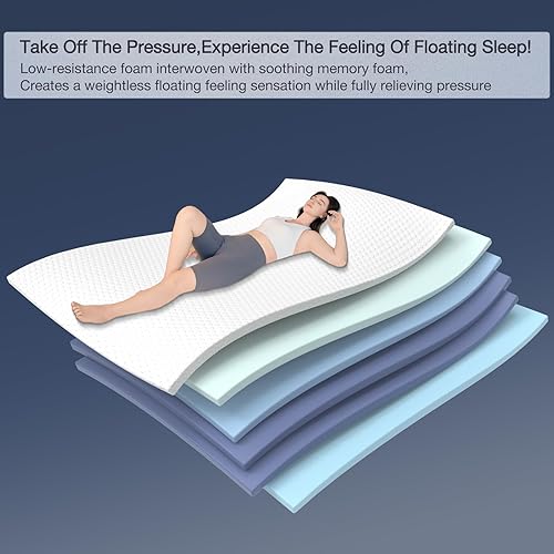 Miniatura 7 de Colchón híbrido King de 12 pulgadas en una caja con espuma viscoelástica y resortes ensanchados, soporte de borde mejorado de firmeza media para un