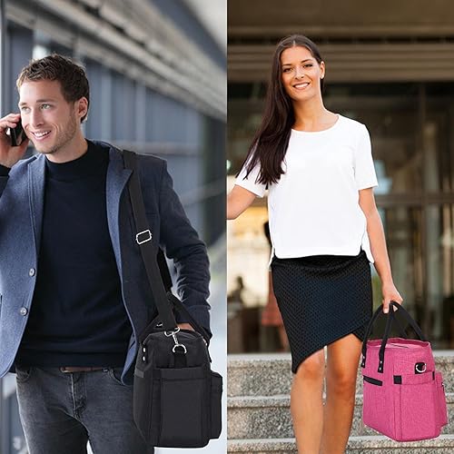 Miniatura 7 de Bolsa de almuerzo aislada, bolsa de almuerzo duradera con correa de hombro ajustable y desmontable, lonchera a prueba de fugas para mujeres, hombres