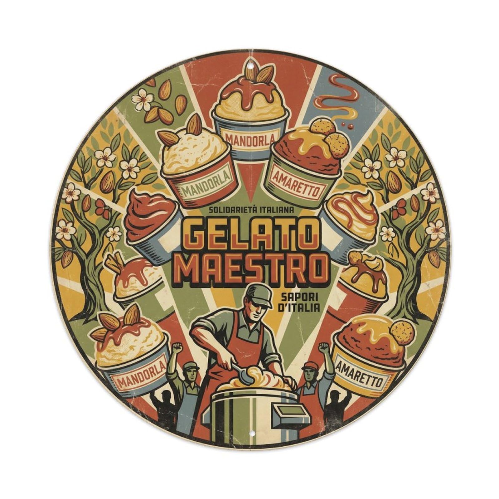 Gelato Creamery Silkscreen Travel Dessert Culture Metal Tin Sign