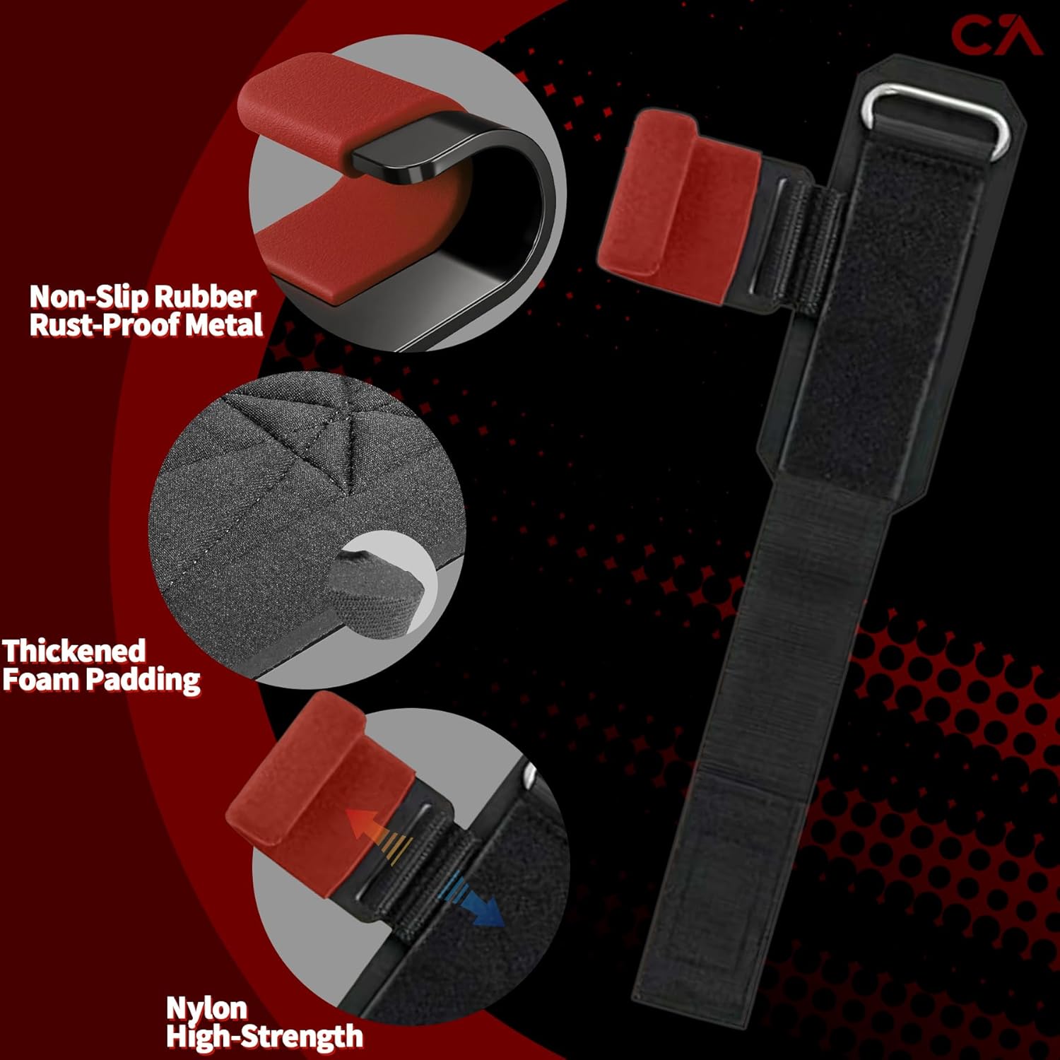 Weight Lifting Hooks (Pair) for Deadlifts, Pull Ups, Rows & Shrugs – Heavy Duty Steel Gym Hooks with 8mm Neoprene Padded Wrist Straps, Secure Hand Grips for Weightlifting, Powerlifting & Strength Training