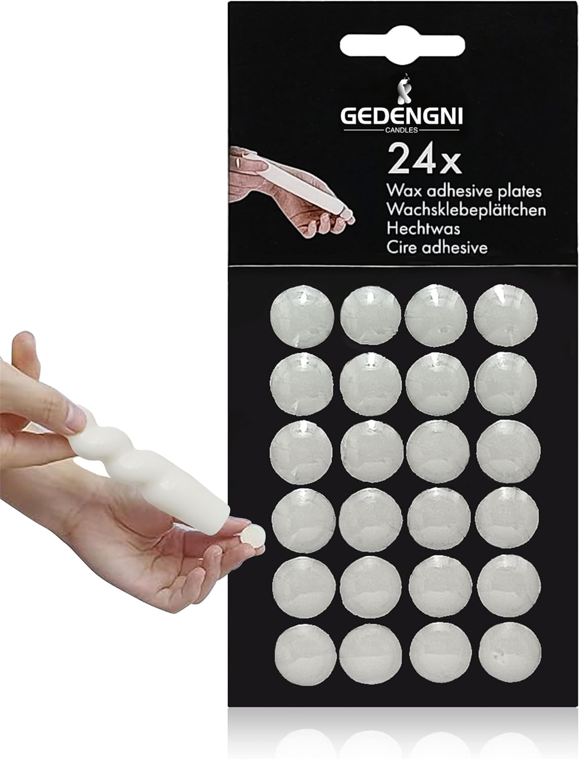 Taper Candle Wax Dots - 24pcs Spiral Candle Sticky Dots White Candles Adapter Small Candlestick Adhesive,Soft Wax for Any Candles Holder Accessories-White