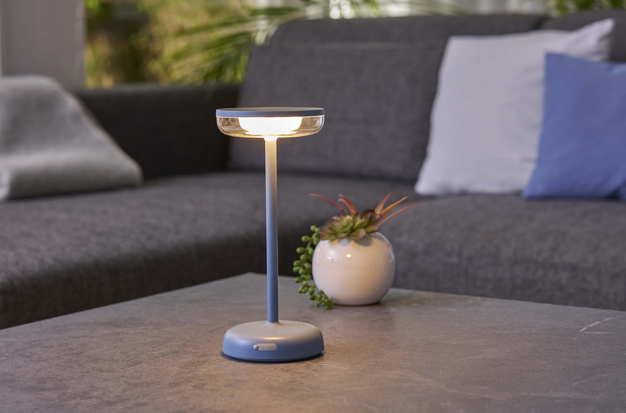 Northpoint Lampe de table solaire à LED - Avec batterie - Lampe à cocktail - USB-C - Intensité variable en continu - Résistant aux intempéries - Pour l'extérieur (bleu)