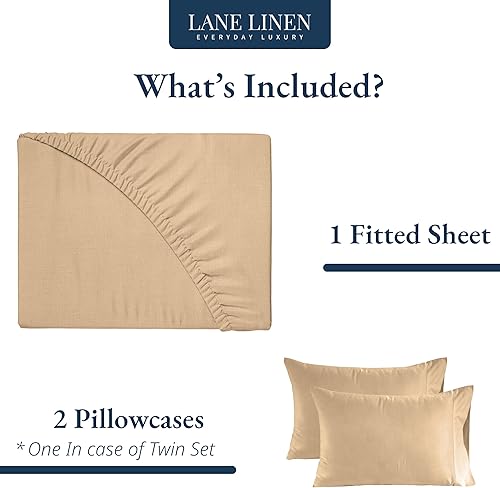 Miniatura 2 de Lane Linen - Sábana bajera individual XL 100% algodón orgánico y 1 funda de almohada, tejido de percal suave, transpirable, apta para colchones de