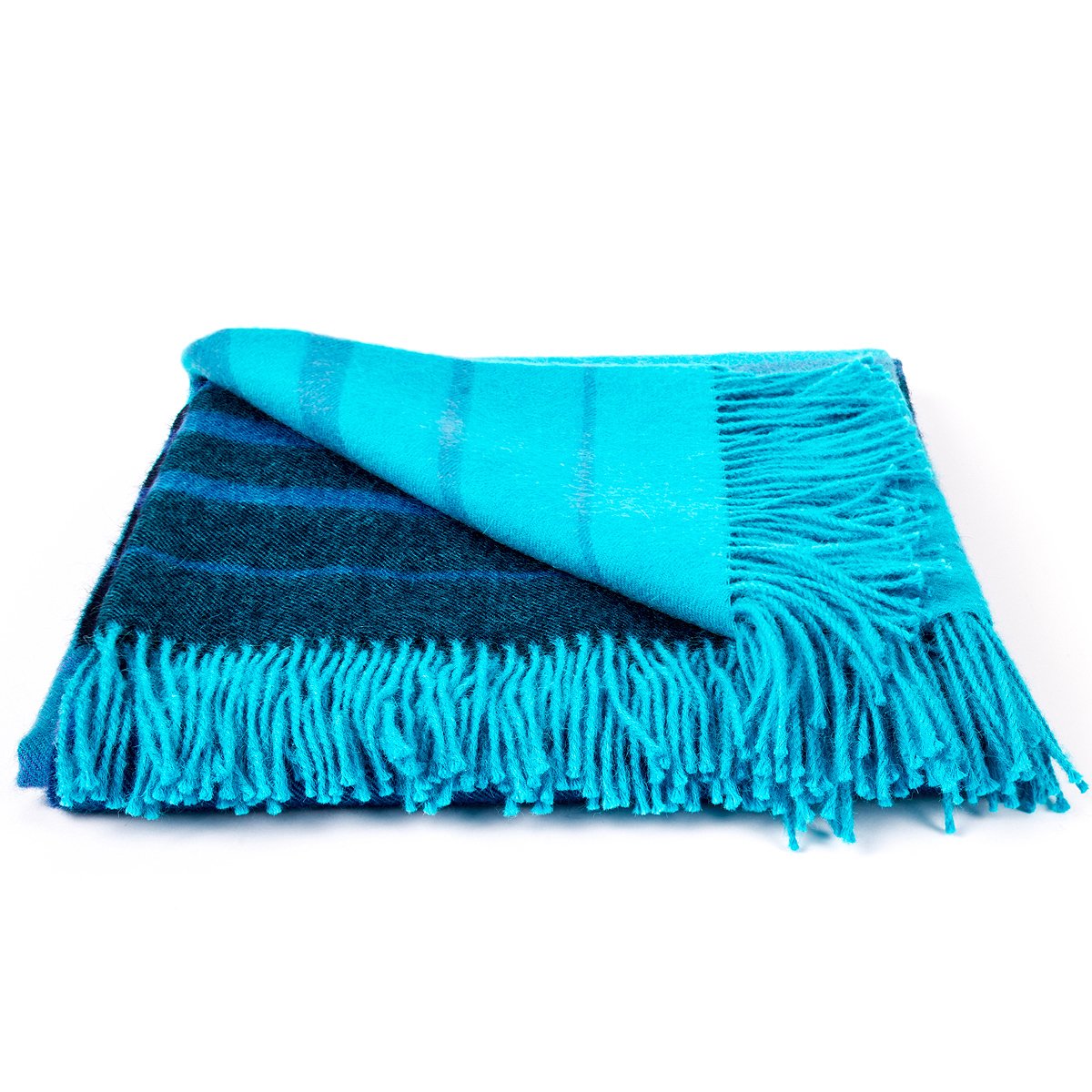 Drap-housse rayures bleu en lin lavé de qualité supérieure 135x200
