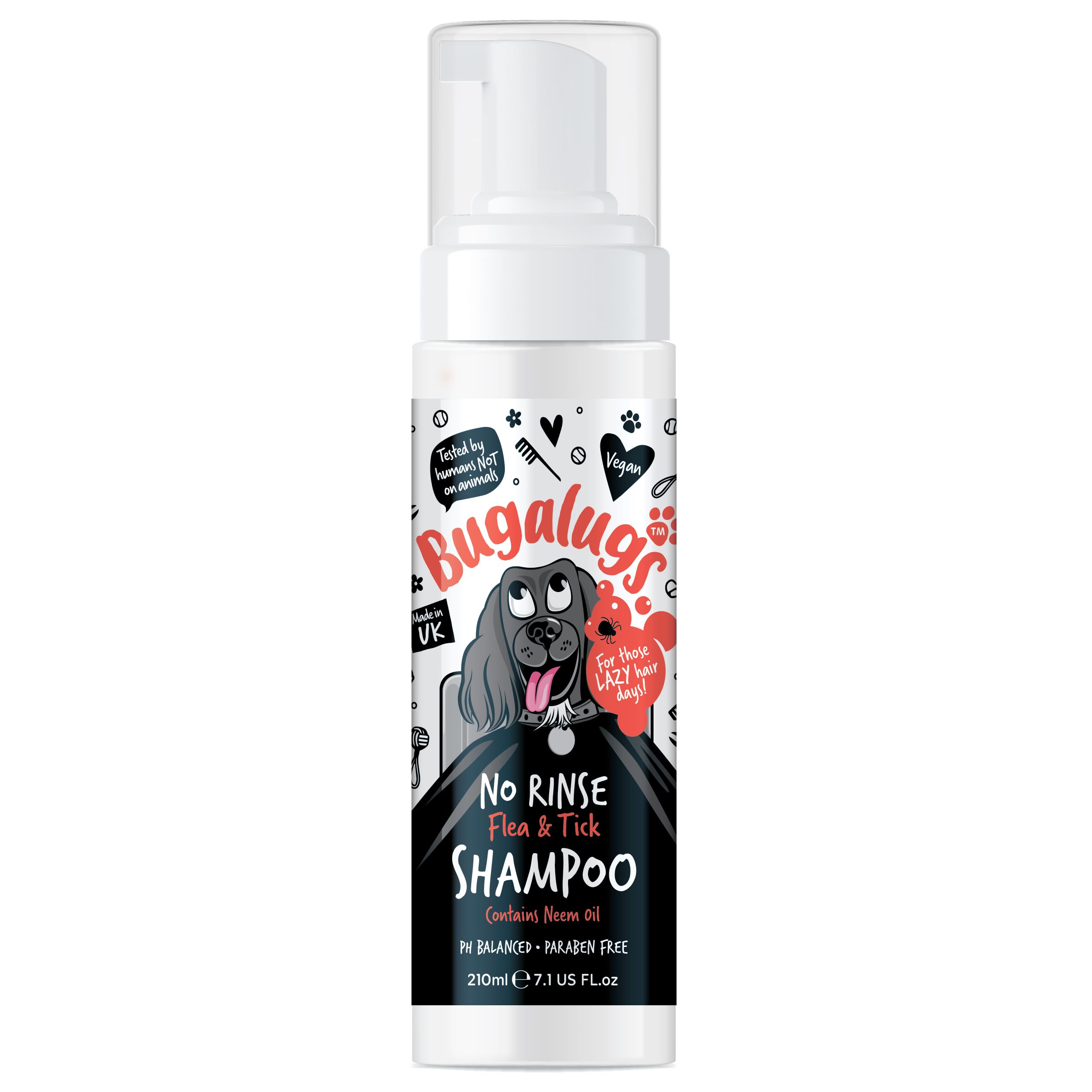 Flea and Tick Dog Shampoo by Bugalugs, Works on Smelly Puppies & Dogs, Contains Neem Oil PH Balanced Vegan Used by Professional Groom