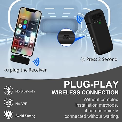 Miniatura 3 de Micrófono inalámbrico para iPhone, micrófono de clip - Mini micrófono para grabación, YouTube, Tiktok