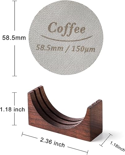 Miniatura 2 de Filtro de café de acero inoxidable con pantalla de disco de espresso de 2.106 in Filtro de café profesional barista de 150 m con soporte para cesta