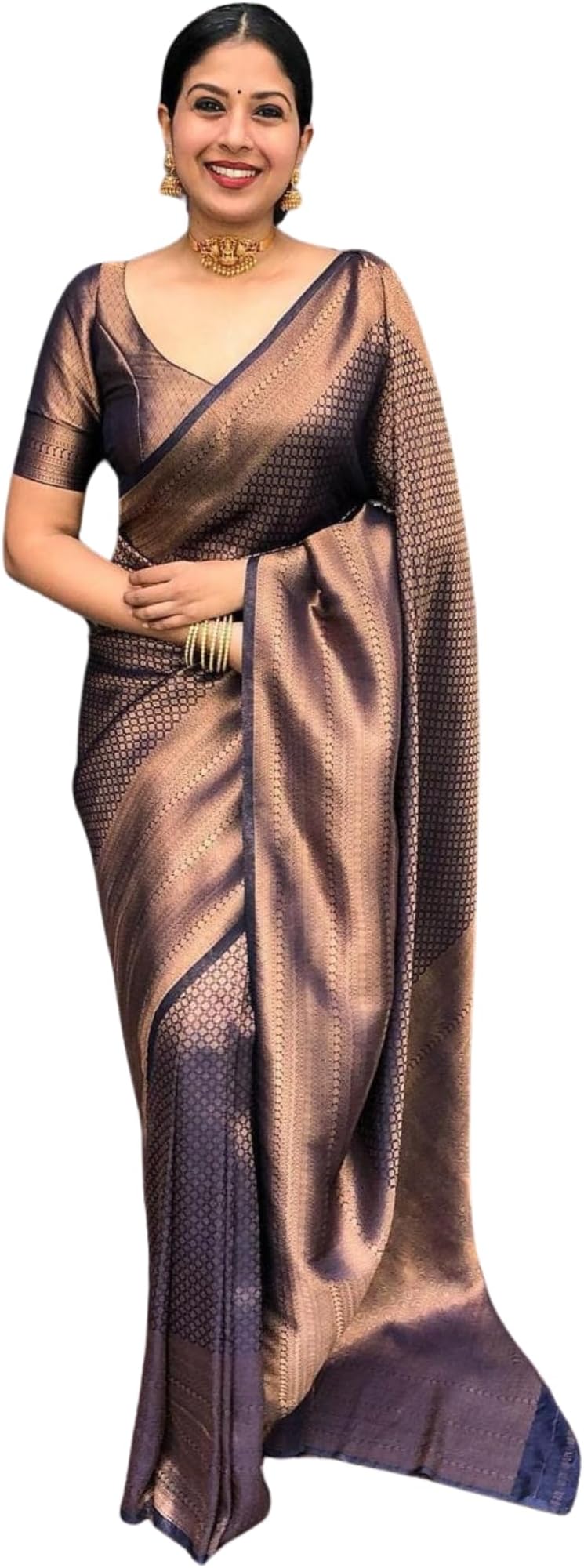 Women's Kanjivaram Soft Silk Saree With Blouse Piece