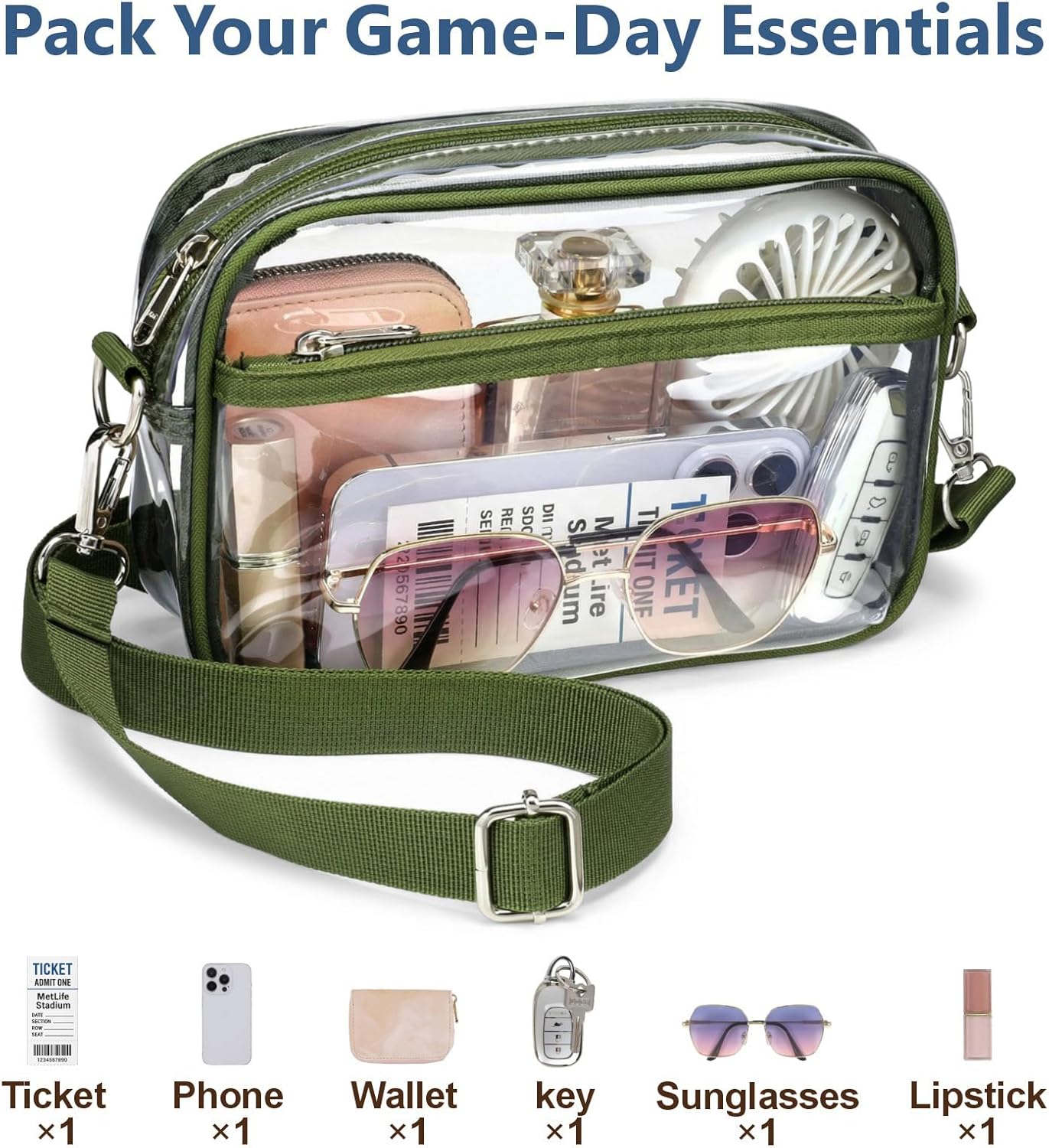 PACKISM Clear Bag for Stadium Events - Clear Purses for Women Stadium Crossbody Concert Bag for Game Day, Sports, Festival - Image 3