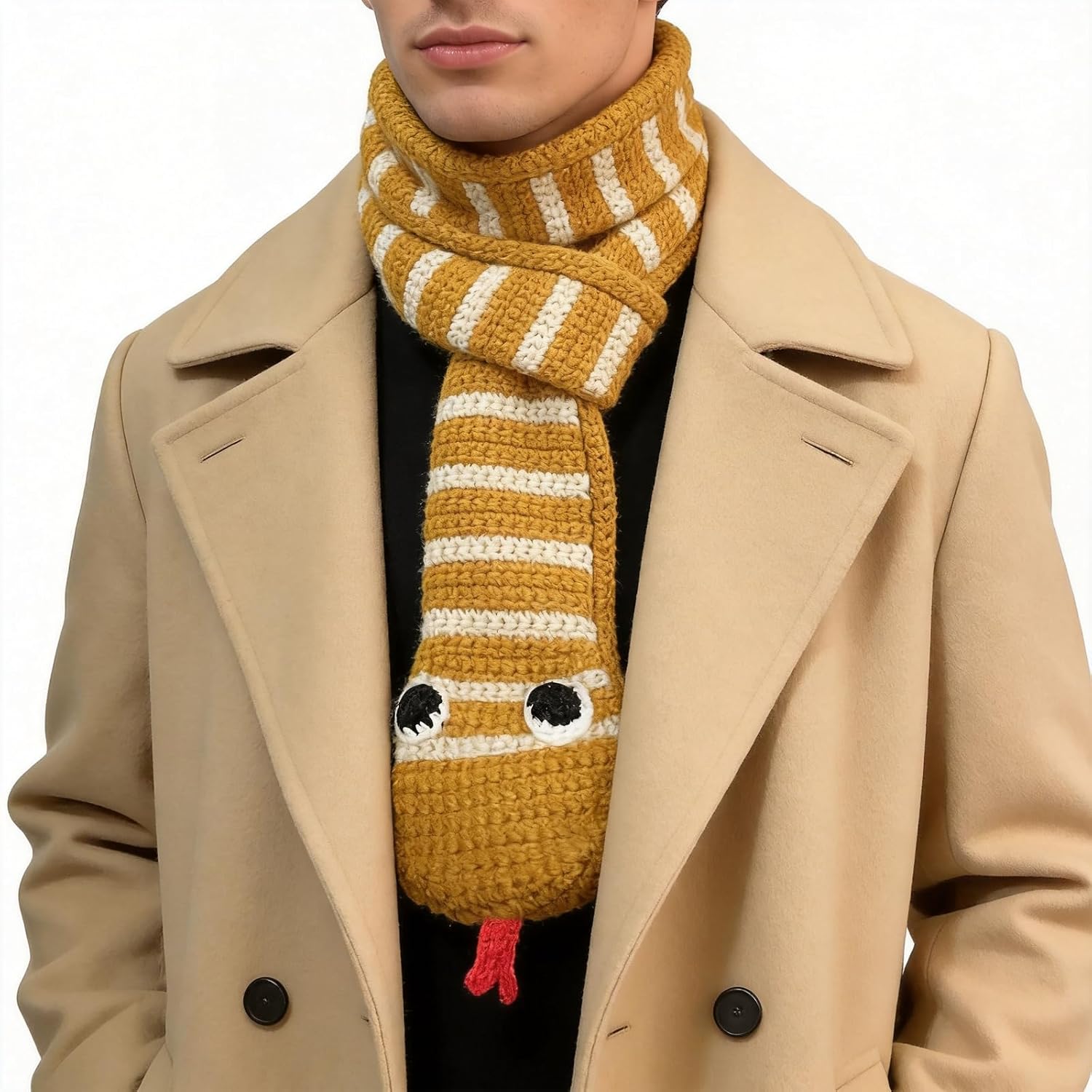 Knitted Snake Scarf Handmade Crochet Scary Animal Shape Halloween Scarves