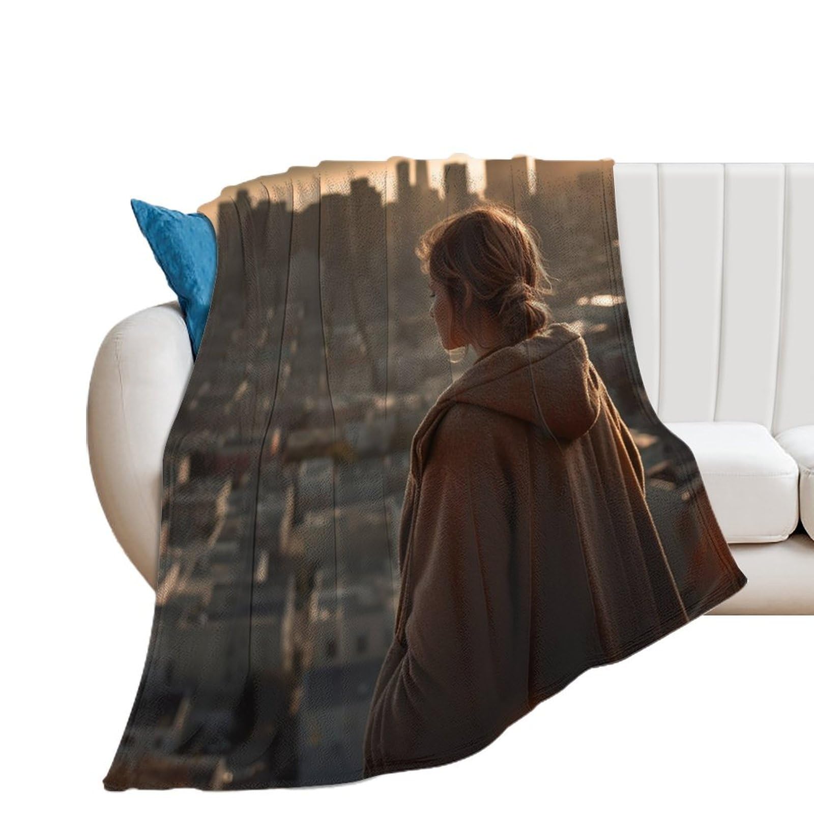 Couverture en flanelle Overlooking The City 150x200 cm douce pour lit