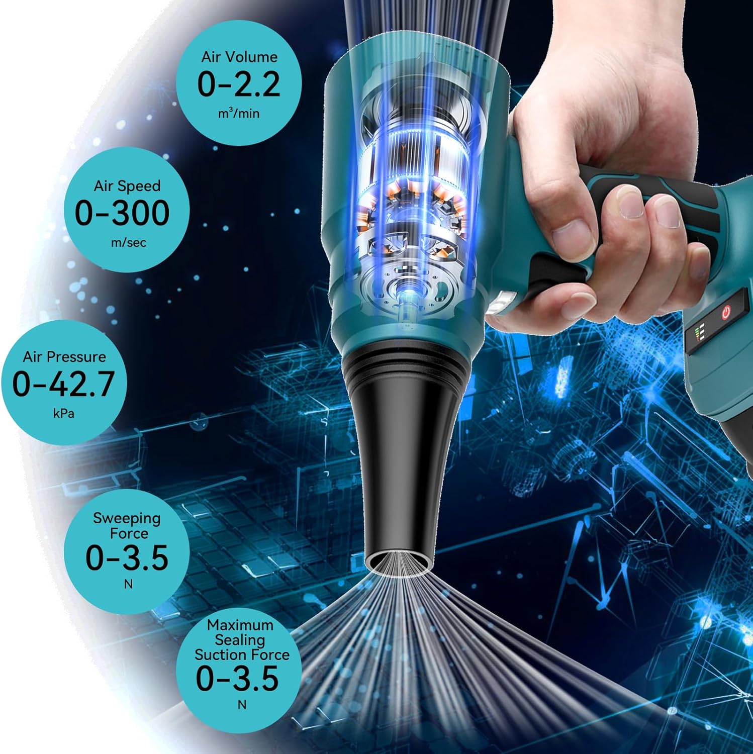 Mini Blower for Makita18V Battery,140000 RPM Brushless Cordless Air Duster,Electric Leaf Blowers for Leaf Cleaning,Compressed Air Dusterfor Keyboard Electric Devices Cleaning,Multiple Usage(Tool only) - Image 2