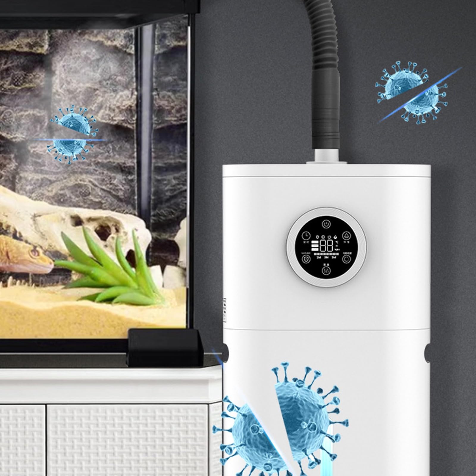 Humidificador de Gran Capacidad de 12L para Iguana, Nebulizador Inteligente de Niebla Cálida para Terrarios de Pogona Vitticeps, Nebulizador para Reptiles Tropicales.(Smart Version)