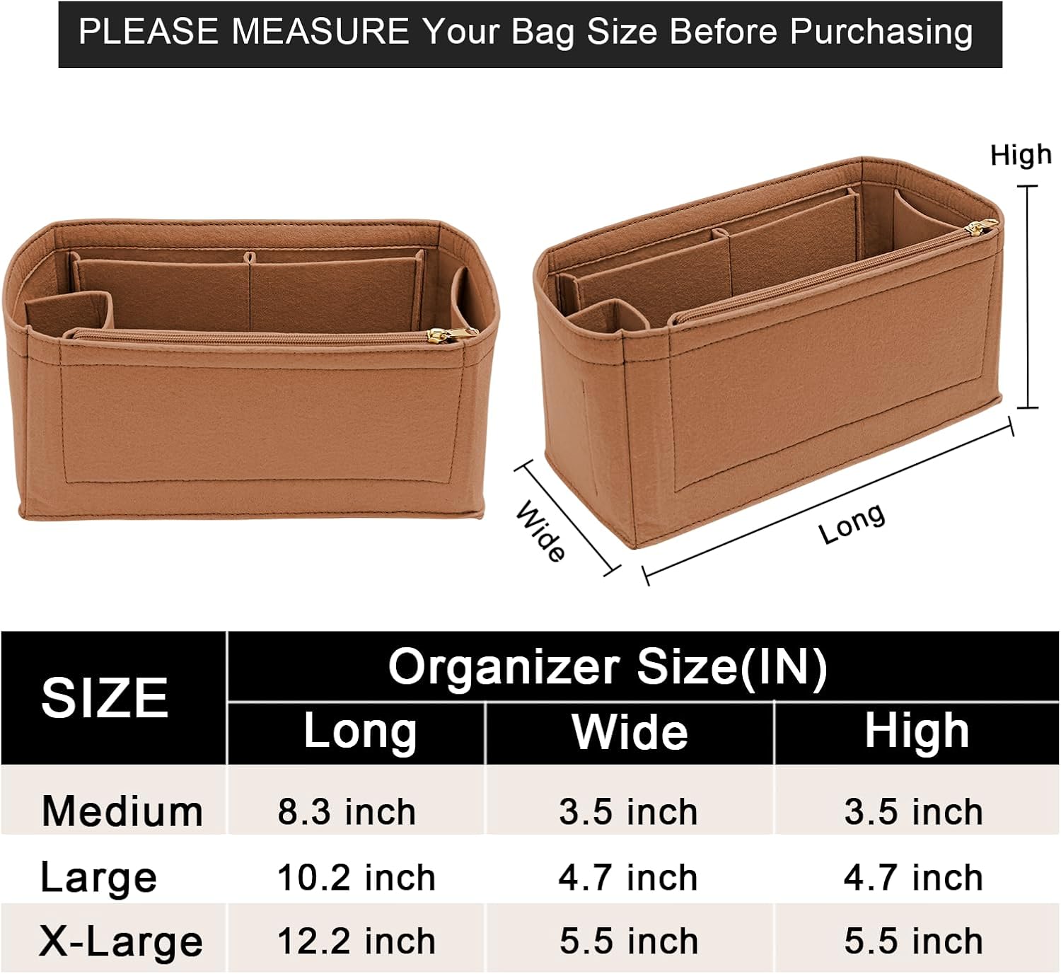 Felt Purse Organizer insert for birkin 35 bag organizer Handbag Insert (EarthColor, BK35) - Image 2
